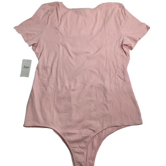 Jenni Square Neck Ribbed Bodysuit Peach Skin Light Pink XXL New - Picture 7 of 8